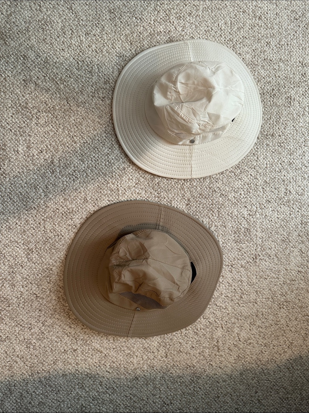 Two Bucket Style Sun Hats - Cream and Brown